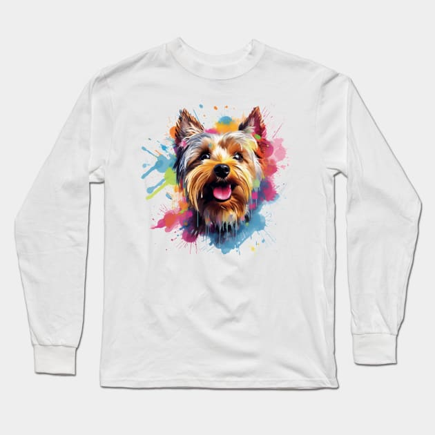 Yorkshire Terrier Art Long Sleeve T-Shirt by CunninghamWatercolors